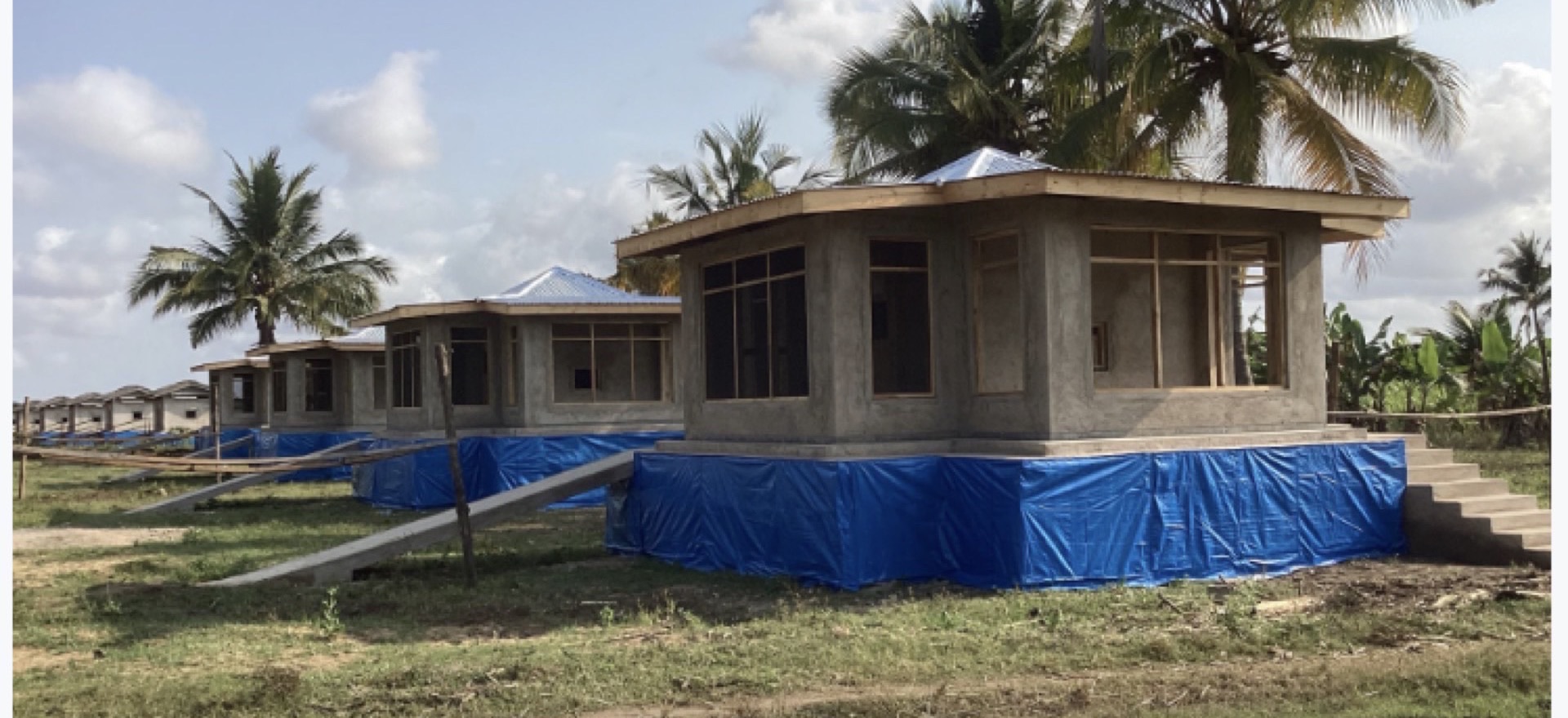 East African style huts — concrete block with verandah traps